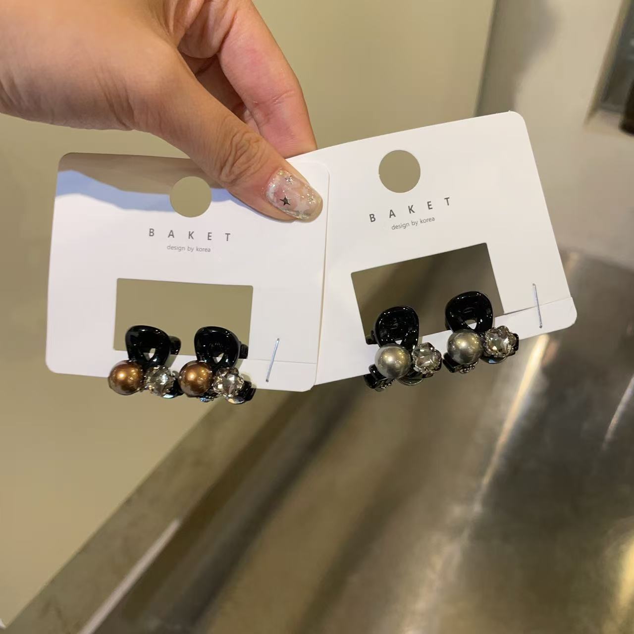 10.21韩国东大门baket发饰亮钻珍珠迷你抓夹刘海抓夹对夹