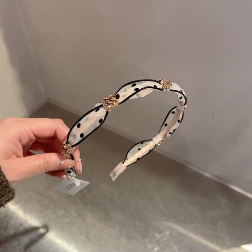 波点水钻花苞发箍窄边细发箍