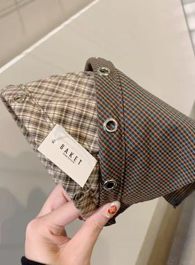 9.20韩国东大门baket发饰甜酷铆钉格子复古头巾发箍