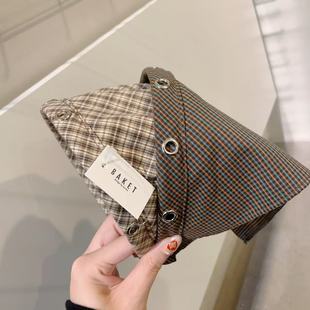 9.20韩国东大门baket发饰甜酷铆钉格子复古头巾发箍