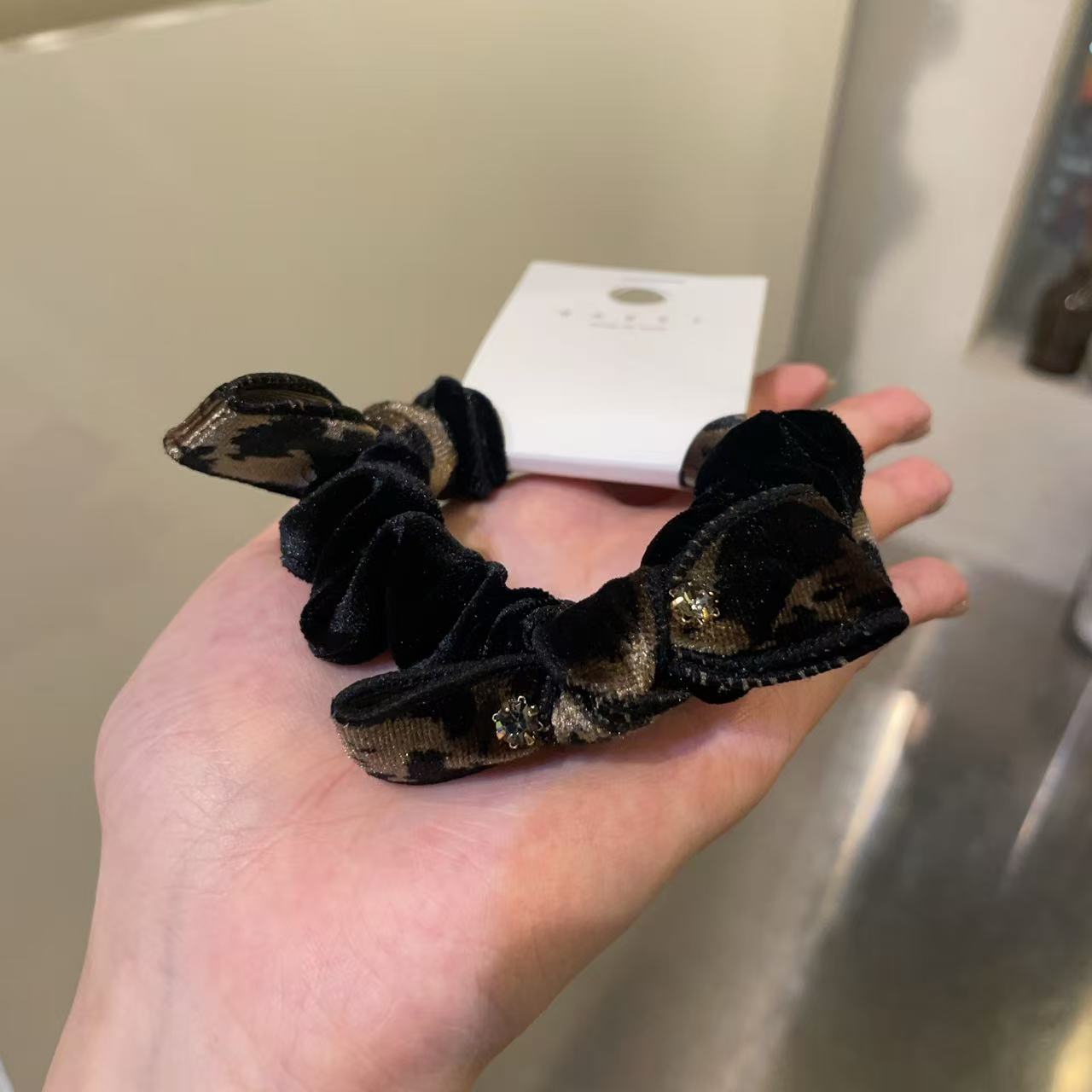 10.21韩国东大门baket发饰丝绒豹纹蝴蝶结发绳小肠发圈