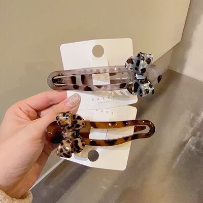 11.8韩国东大门baket发饰豹纹蝴蝶结大号鸭嘴横夹懒人发夹盘发夹