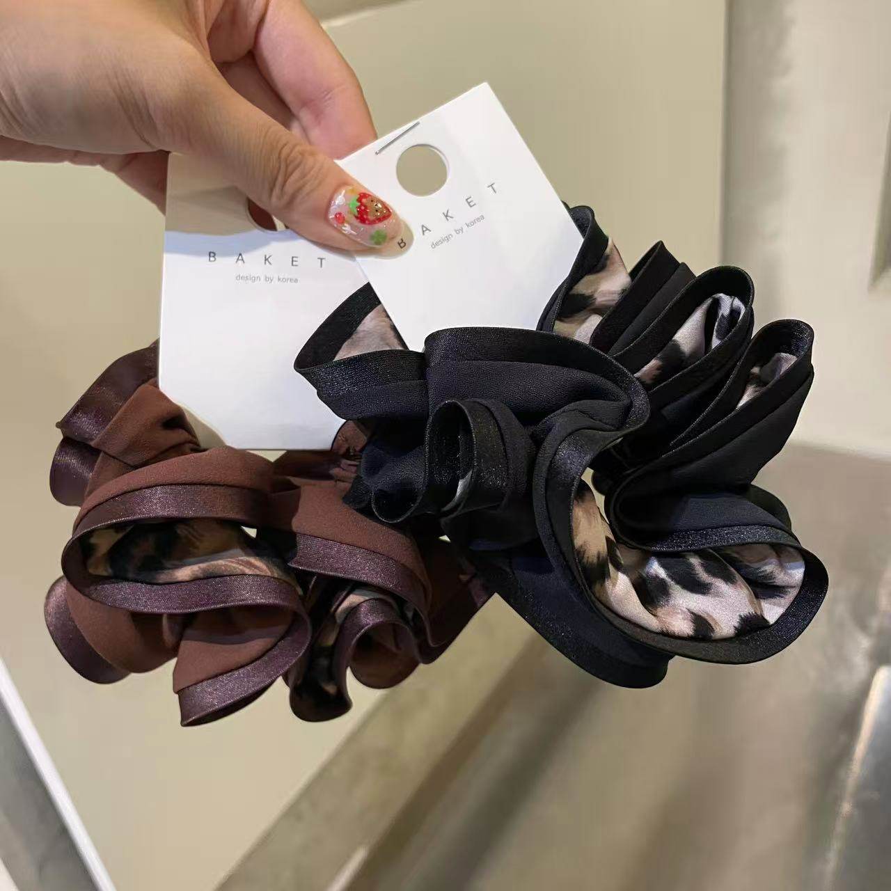 9.9韩国东大门baket发饰豹纹拼色大肠发圈肠圈