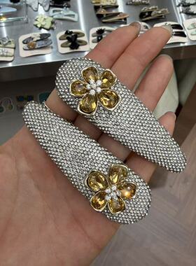 3.22韩国东大门rich women黄色水钻小花发夹鸭嘴夹