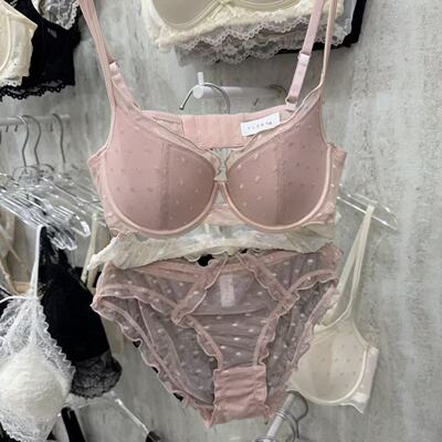 4.13韩国东大门flora新款波点蕾丝拼接吊带内衣内裤套装