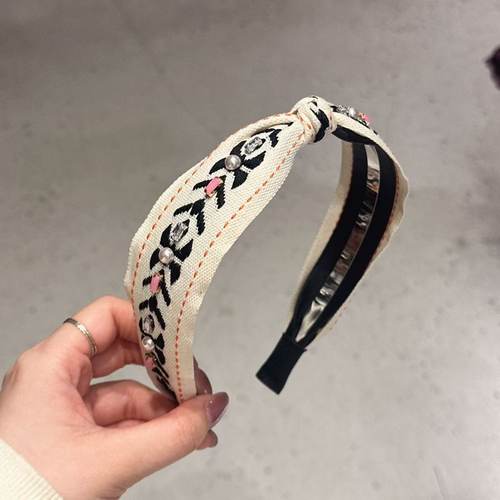 2.15韩国东大门baket发饰珍珠刺绣布艺发箍