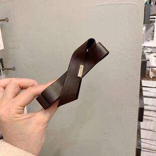 2.28韩国东大门baket发饰PU蝴蝶结打结设计感香蕉夹发卡马尾夹