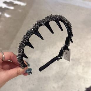 韩国baket发饰精致高级感水晶水钻串珠子簇发箍轻奢时尚气质卡齿