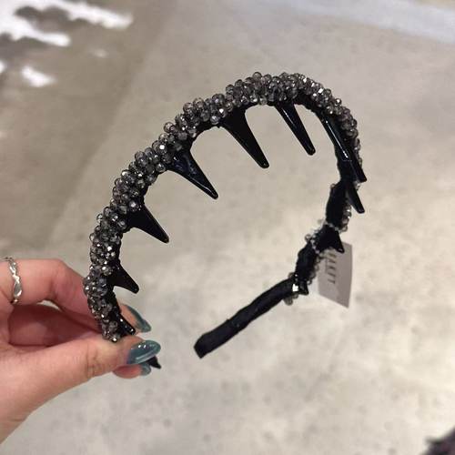 韩国baket发饰精致高级感水晶水钻串珠子簇发箍轻奢时尚气质卡齿