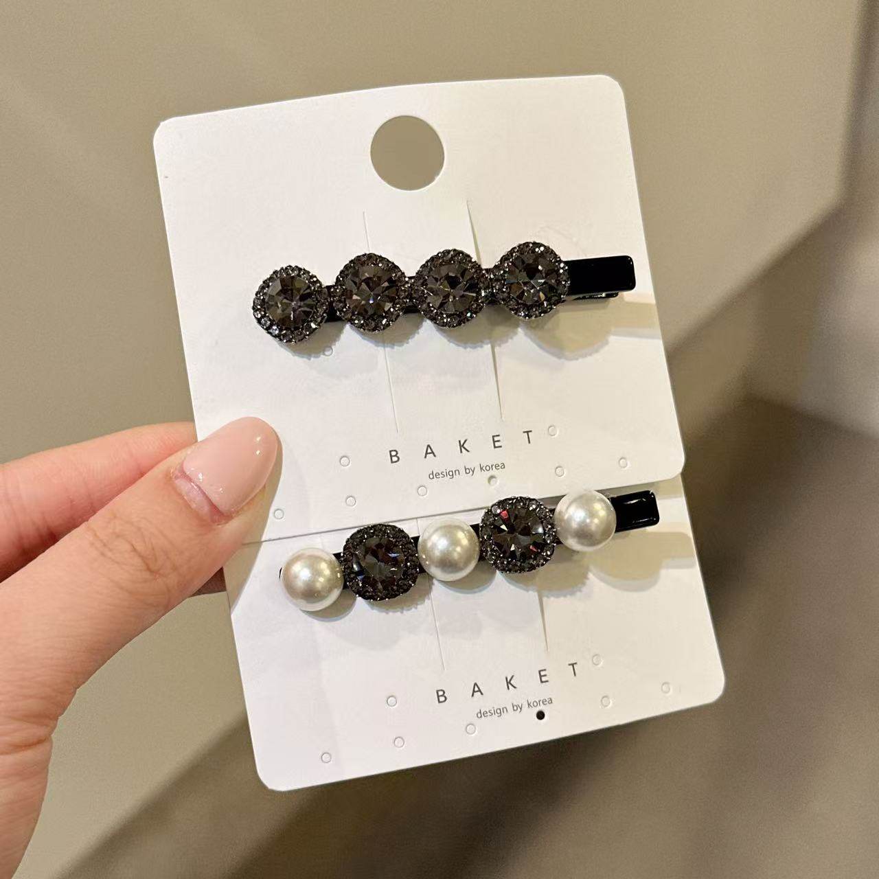 5.13韩国东大门baket发饰珍珠水钻大号鸭嘴夹边夹