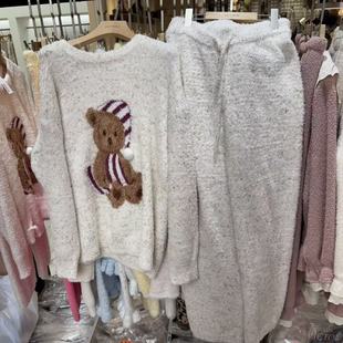 12.11韩国东大门victoria珊瑚绒睡帽小熊家居服睡衣套装