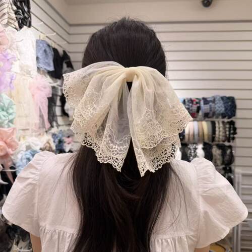 3.29韩国maylee发饰蕾丝蝴蝶结弹簧夹