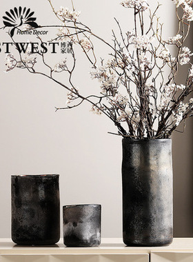 经典复古做旧风磨砂质感玻璃花瓶