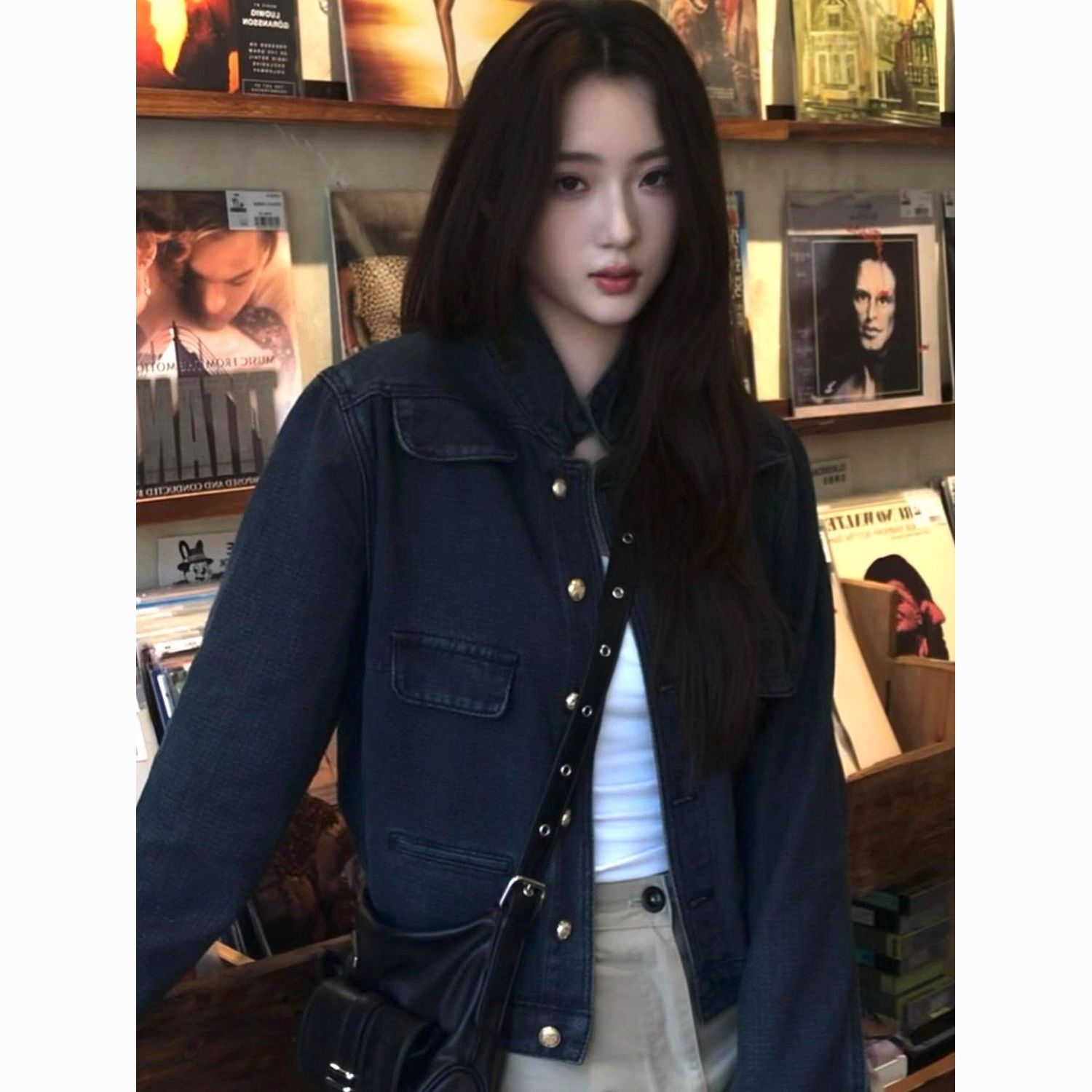 复古韩式时尚小众深蓝牛