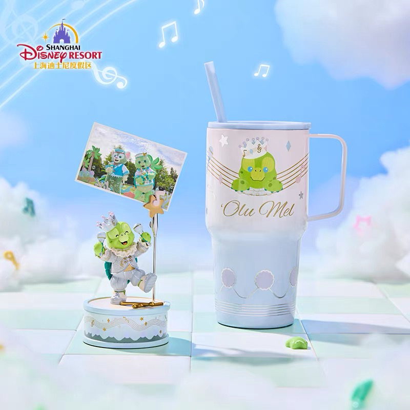 上海迪士尼 olu梦幻庆典相片夹不锈钢吸管杯大容量水杯子