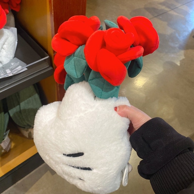 上海迪士尼 绒绒花园系列米奇玫瑰花束装饰新年礼物