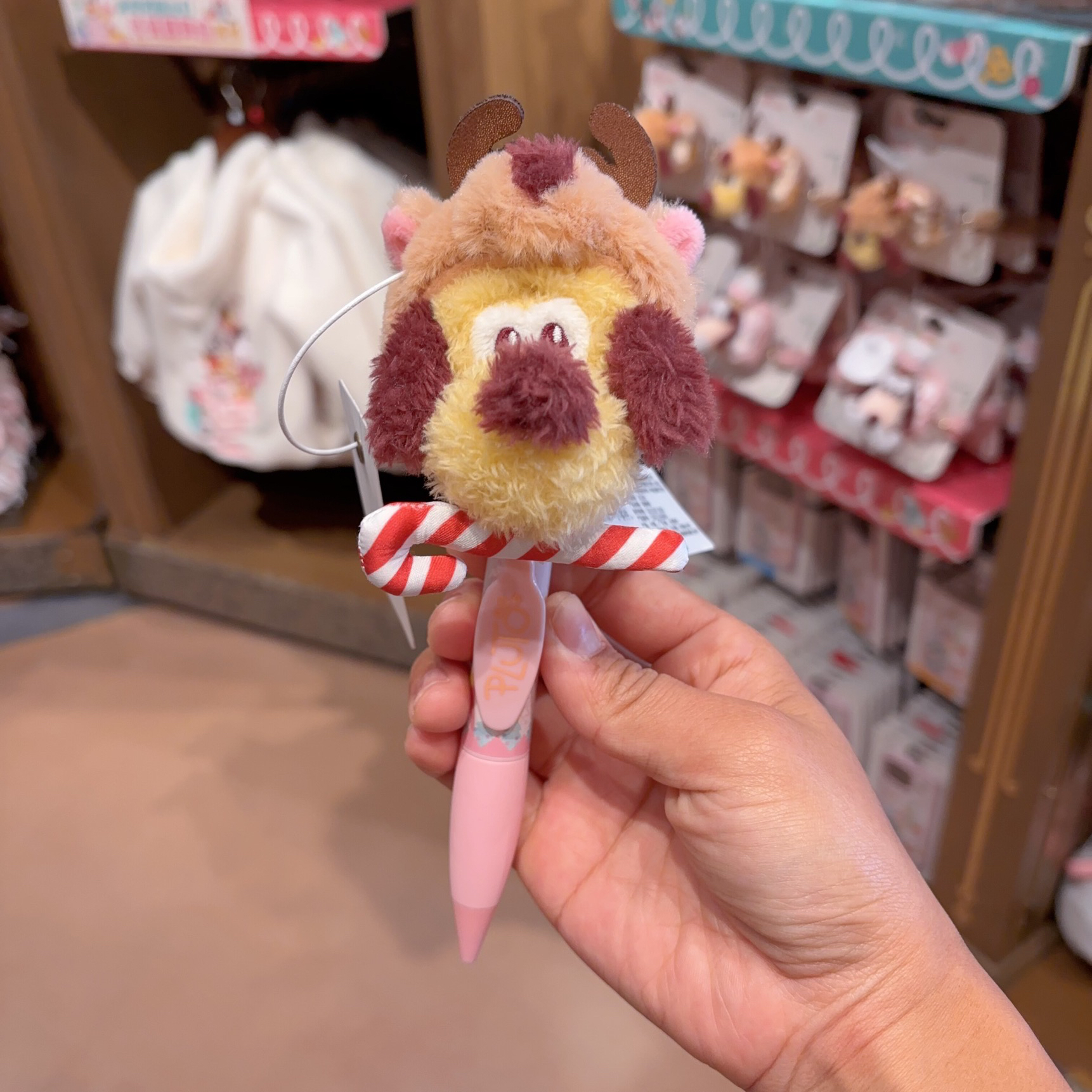 圣诞圆舞曲布鲁托毛绒头摇头圆珠笔 上海迪士尼