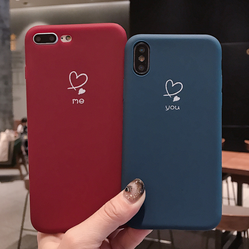 简约爱心情侣款6splus苹果XS max手机壳iphone8plus磨砂XR全10-18新券