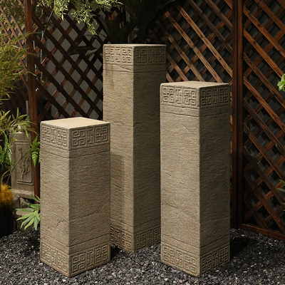 新中式玄关装饰摆件仿石柱石墩底座客厅办公室展示台花园盆景花架