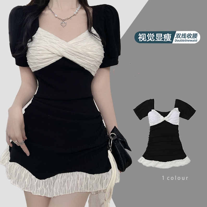 连体游泳衣女裙式小众设计感束腰连衣裙纯欲性感遮肚显瘦女士泳装