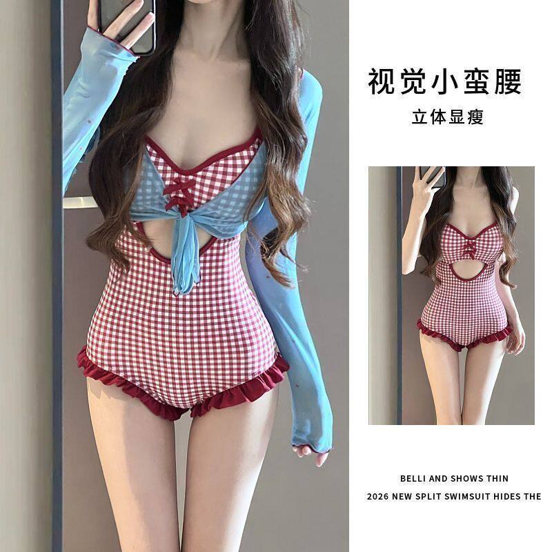 连体泳衣女款长袖防晒保守学生