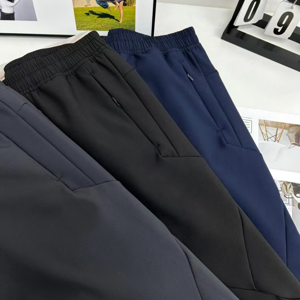 juicefish嫡系!户外运动防风保暖梭织加厚加绒松紧腰运动休闲裤男