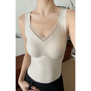 Juicefish免穿文胸神器 桑蚕丝羊绒恒温空气层自带胸垫保暖背心女