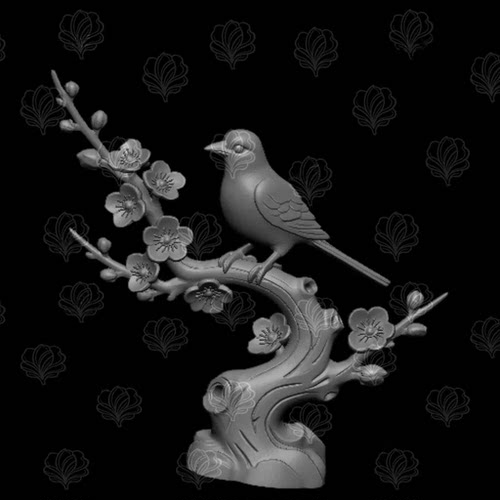 SU喜上眉梢喜鹊摆件3D模型三维立体圆雕雕刻STL打印文件A99
