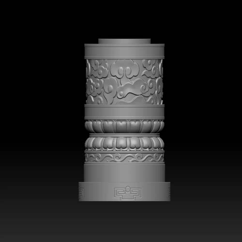 仿古圆桌腿花几花架云浮雕STL格式圆雕图三维精雕文件3D打印模型