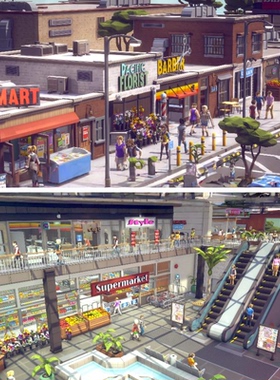 unity3d卡通商场商店场景风格化大卖场超市购物中心u3d模型资产包