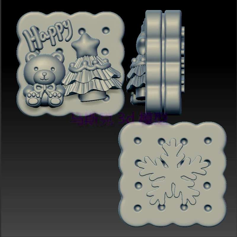 圣诞饼干有鱼圆雕图雕刻机图纸stl文件三维立体图3d打印模型366