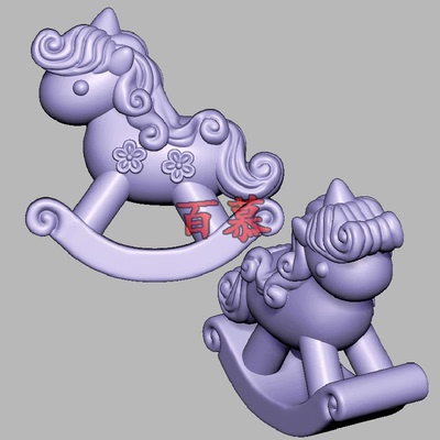 卡通木马独角兽三维立体图圆雕图STL文件雕刻机3D模型2670