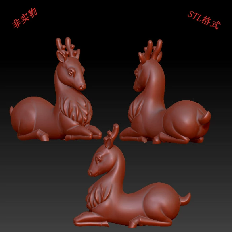 三维立体图圆雕图3d打印stl格式动物卡通小鹿3d模型2675