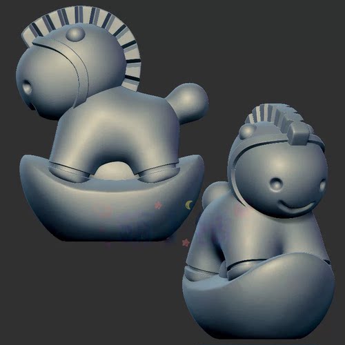 元宝马生肖马三维立体图3d打印stl文件圆雕图雕刻机3d模型2653