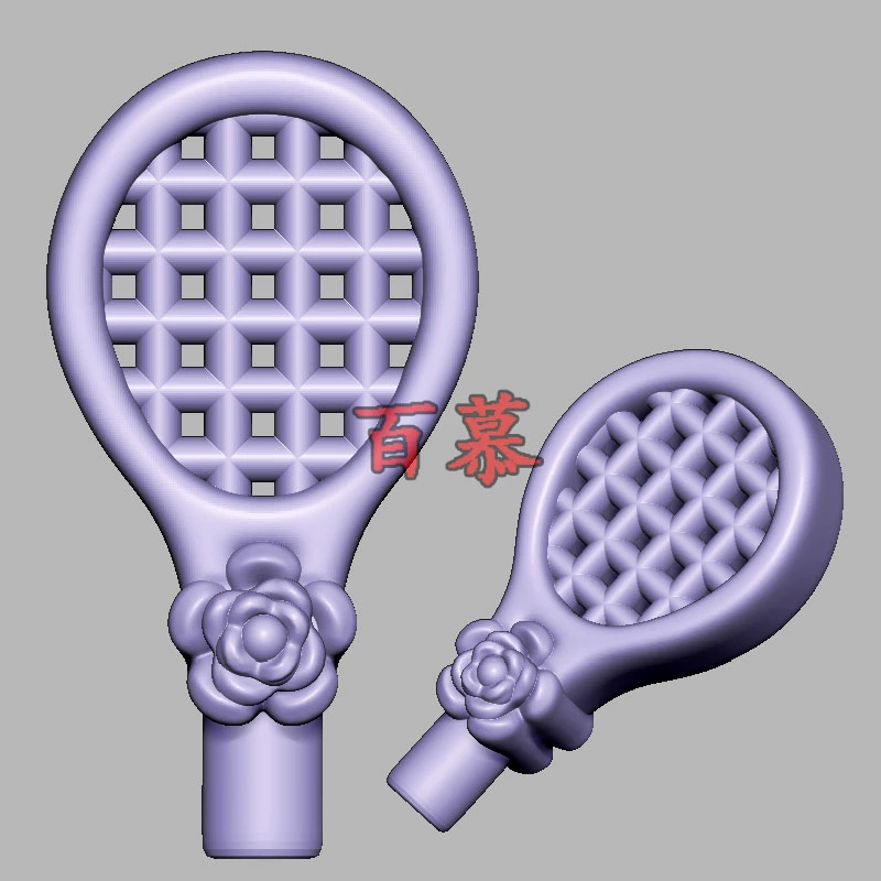 网球拍 玫瑰花球拍 三维立体图圆雕图雕刻机stl文件3d模型2143