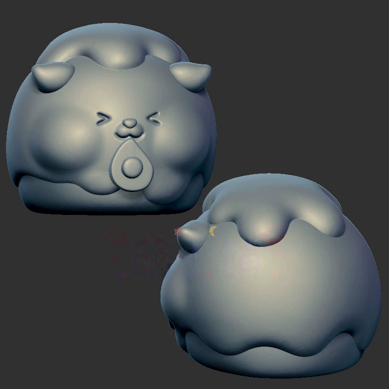 面包小狗三维立体图3d打印stl文件圆雕图雕刻机3d模型2529