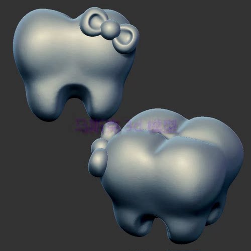 蝴蝶结牙齿圆雕图雕刻机图纸stl文件三维立体图3d打印模型1476