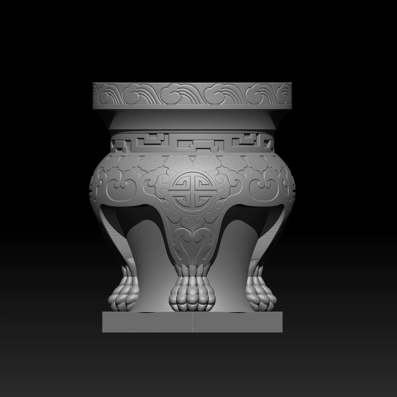 仿古凳子花架子花几浮雕STL圆雕图三维立体精雕文件3D打印