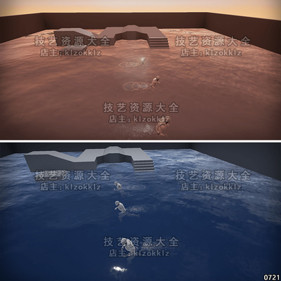 ue4/ue5动态水面水特效互动交互水材质波纹水纹波浪水波海洋虚幻4