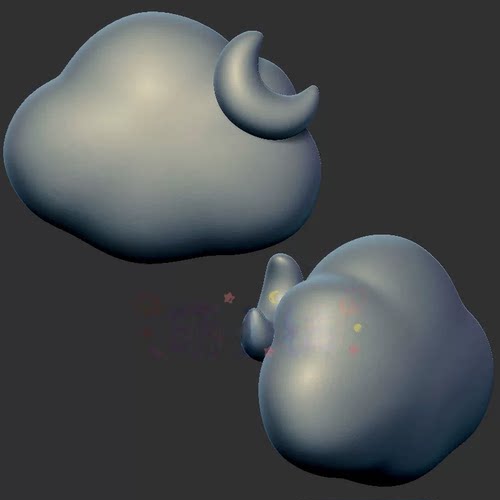 月亮云朵三维立体图3d打印stl文件圆雕图雕刻机3d模型2620