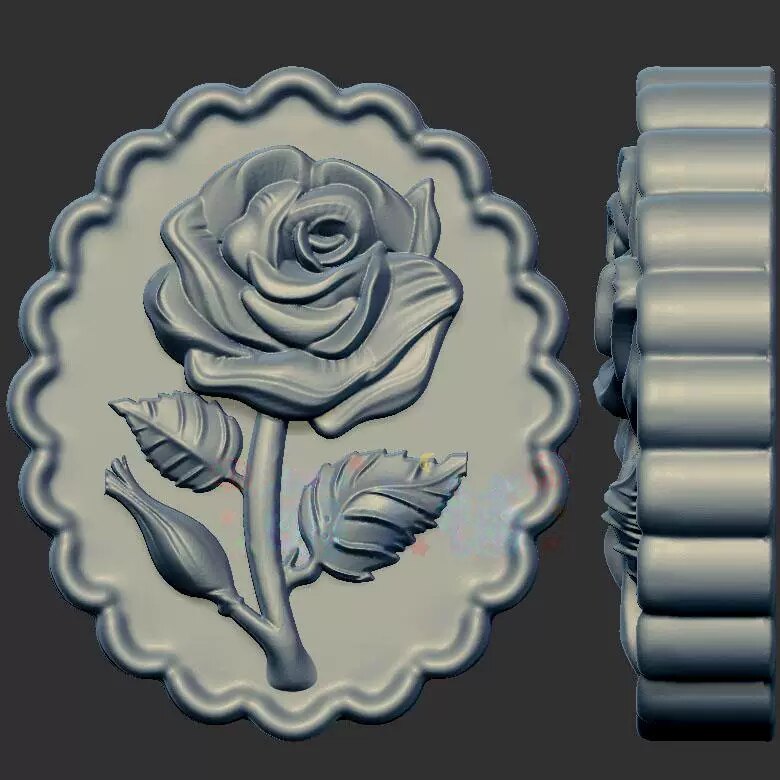 花朵玫瑰花牌三维立体图3d打印stl文件圆雕图雕刻机3d模型2386