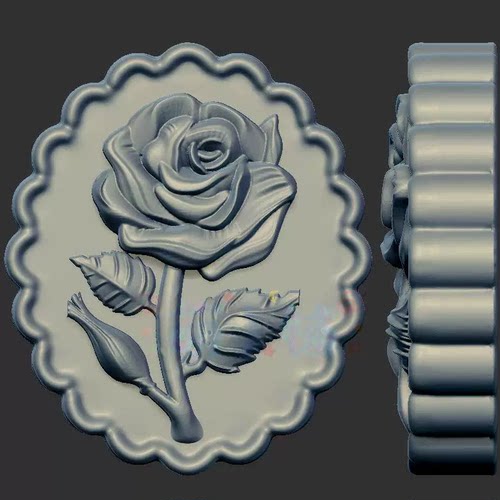 花朵玫瑰花牌三维立体图3d打印stl文件圆雕图雕刻机3d模型2386