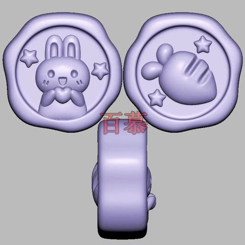 兔子萝卜三维立体图圆雕图STL文件雕刻机3D模型714