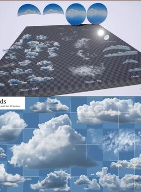 ue5 虚幻5 天空球+体积云天气太阳阴天多云彩云雾特效场景天空盒