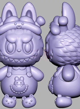 小兔子拉布布三维立体图圆雕图STL文件雕刻机3D模型2892