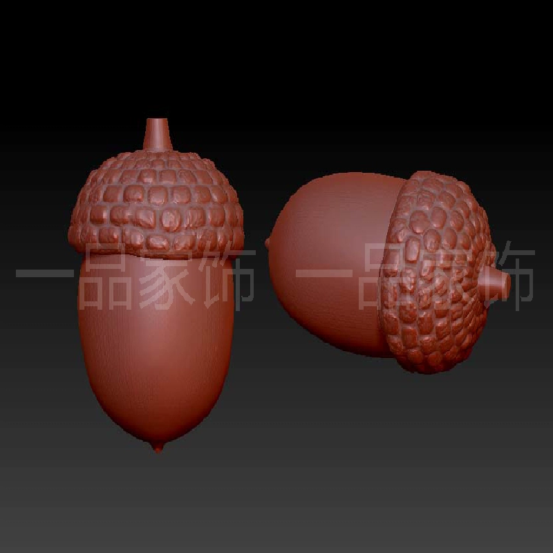 橡果子圆雕图stl模型三维图立体图精雕图3d打印非实物