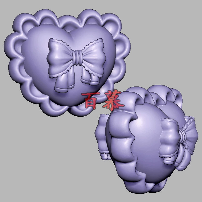 蝴蝶结蕾丝边爱心圆雕图雕刻机图纸stl文件三维立体图3d模型3360