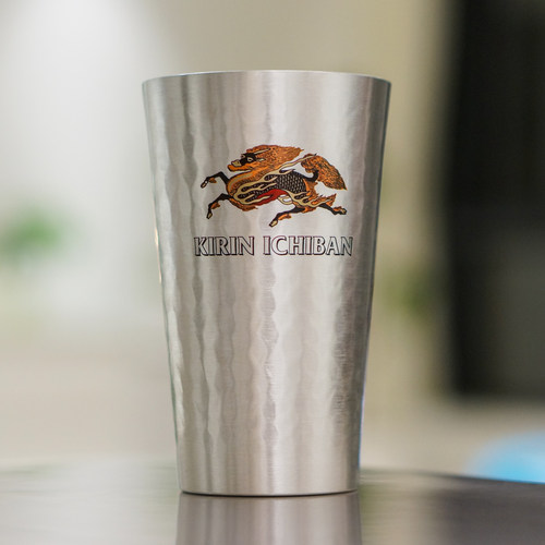 KIRIN ICHIBAN麒麟啤酒复古超轻铝杯冷饮杯商用金属啤酒杯430ml