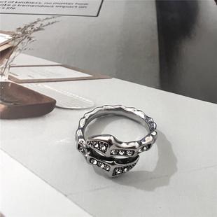 戒指男 泰银复古做旧小众饰品时尚 日韩潮流个性 蛇骨戒小香风个性