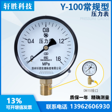 Y100 1.6MPa 水压表 DN15/4分螺纹 气压表 弹簧管压力表 苏州轩胜